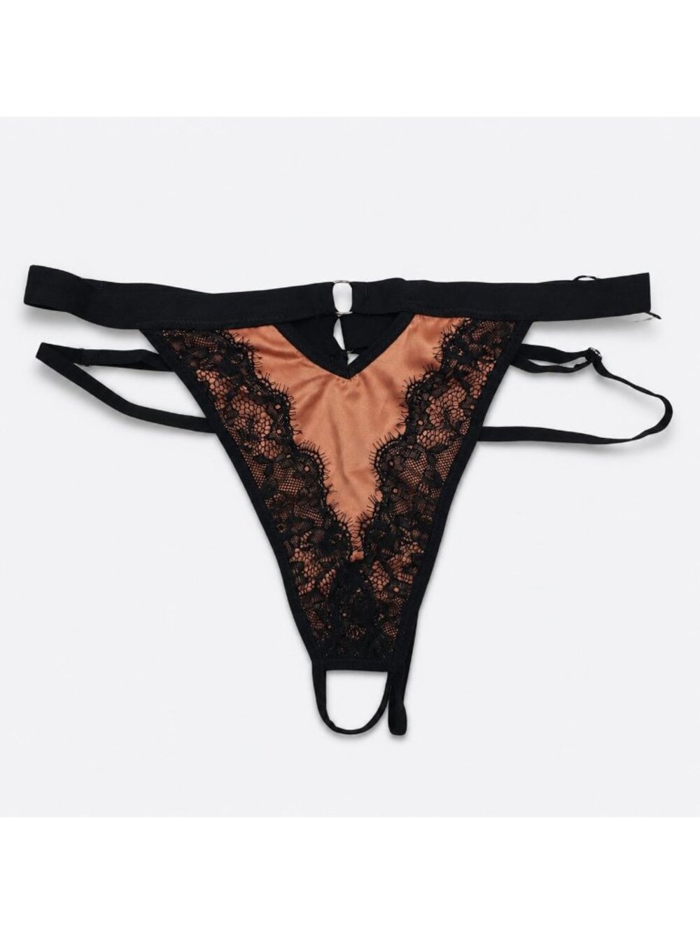 Thistle And Spire Narcissa Overt Thong Black Peach Lace Strappy Women's XL/1X